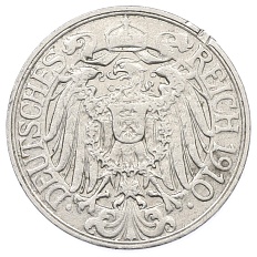 25 пфеннигов 1910 года F Германия — Фото №1