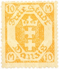 Почтовая марка 10 марок 1922-1923 года Данциг — Фото №1