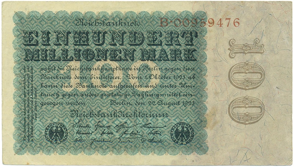 100 миллионов марок 1923 года Германия — Фото №1