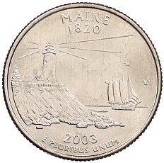 1/4 доллара (25 центов) 2003 года Р США «Штаты и территории — Мэн» — Фото №1