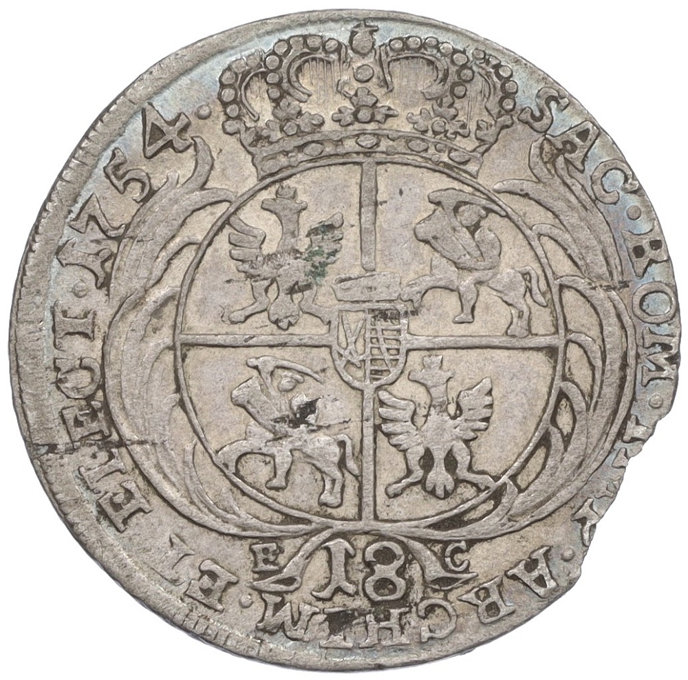 18 грошей 1754 года Польша — Август III — Фото №2