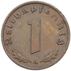 1 рейхспфенниг 1938 года А Германия — Фото №2