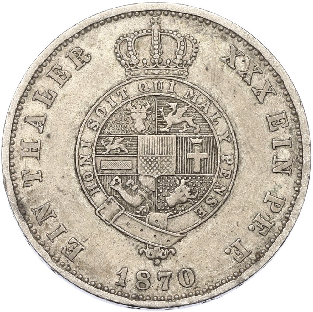 1 талер 1870 года Мекленбург-Стрелиц — Фото №2