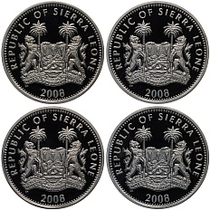 Набор из 4 монет 10 долларов 2008 года Сьерра-Леоне «Ночные животные» — Фото №2