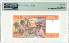 2500 франков 1998 года Мадагаскар — в слабе PMG (Superb Gem Unc 67) — Фото №2