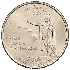 1/4 доллара (25 центов) 2008 года P США «Штаты и территории — Гавайи» — Фото №1