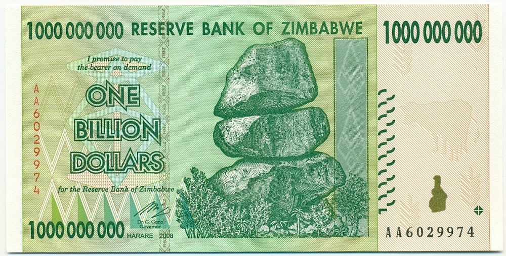 1 миллиард долларов 2008 года Зимбабве — Фото №1