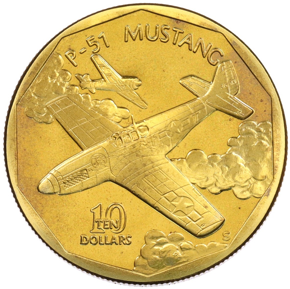 10 долларов 1991 года Маршалловы Острова «Самолеты Второй Мировой войны — North American P-51 Mustang» — Фото №1