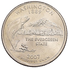 1/4 доллара (25 центов) 2007 года P США «Штаты и территории — Вашингтон» — Фото №1