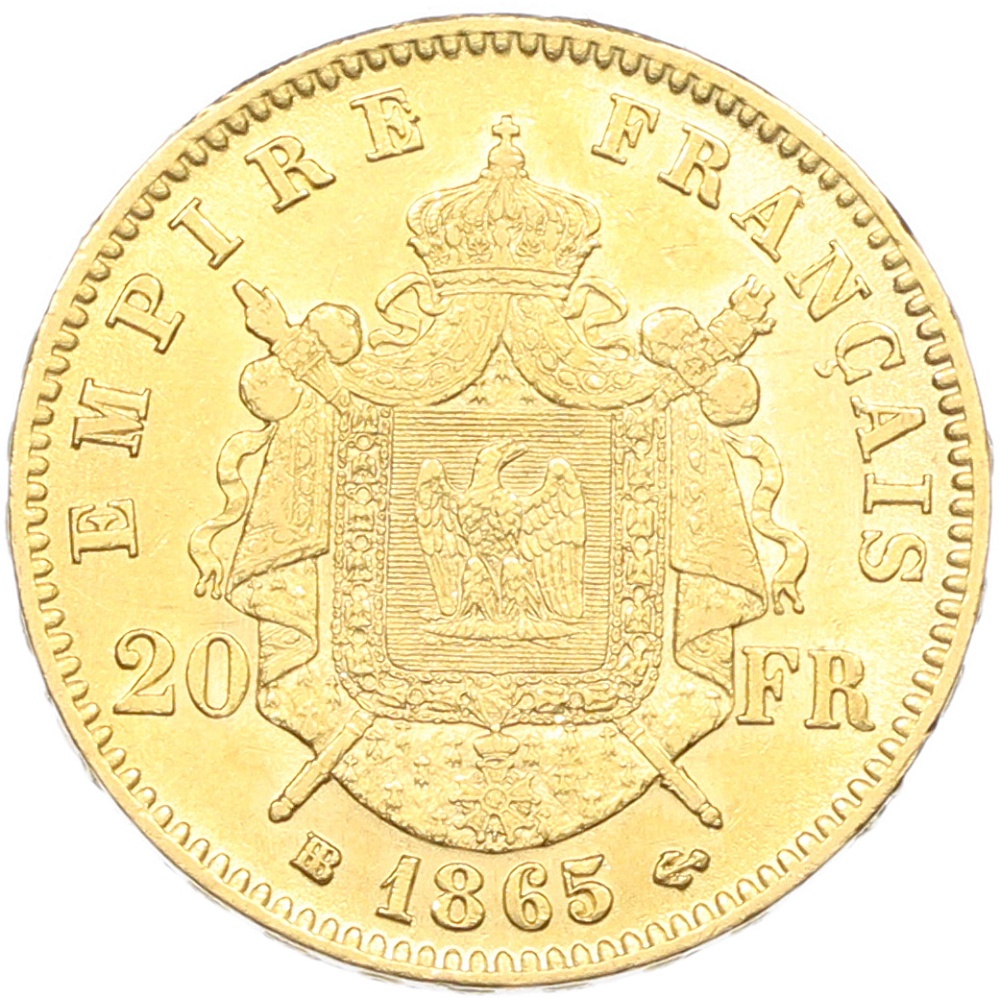 20 франков 1865 года BB Франция — Фото №1