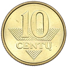 10 центов 2009 года Литва — Фото №2