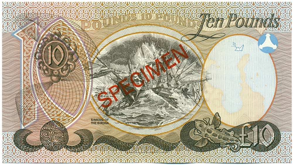 10 фунтов 1977 года Великобритания (Северная Ирландия) ОБРАЗЕЦ — Фото №2