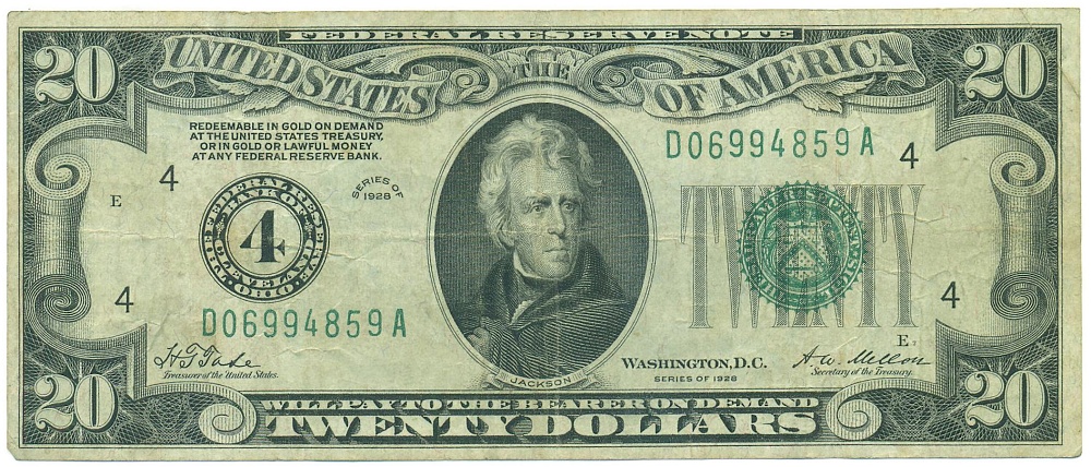 20 долларов 1928 года США (Огайо — Кливленд) — Фото №1