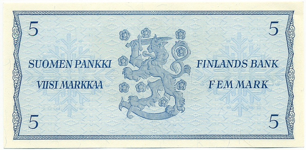 5 марок 1963 года Финляндия — Фото №2