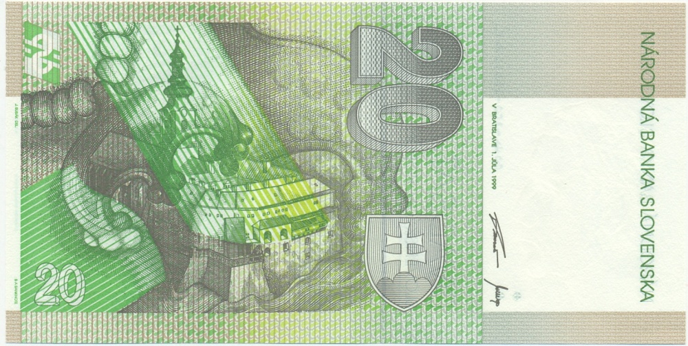 20 крон 1999 года Словакия — Фото №2