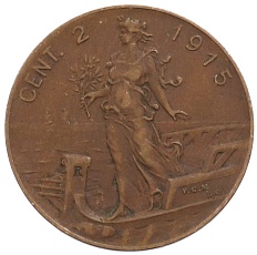 2 чентезимо 1915 года Италия — Фото №1