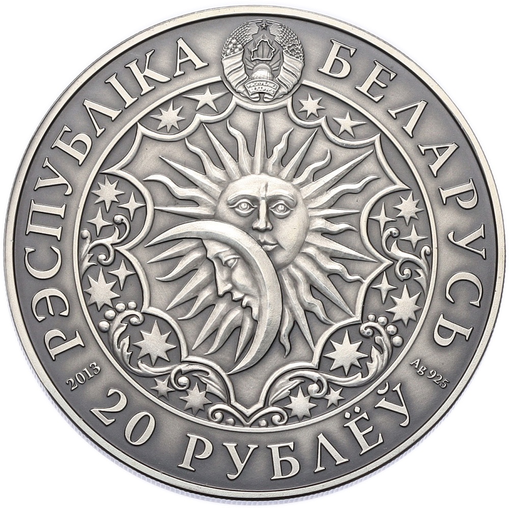20 рублей 2013 года Белоруссия «Знаки зодиака — Скорпион» — Фото №2