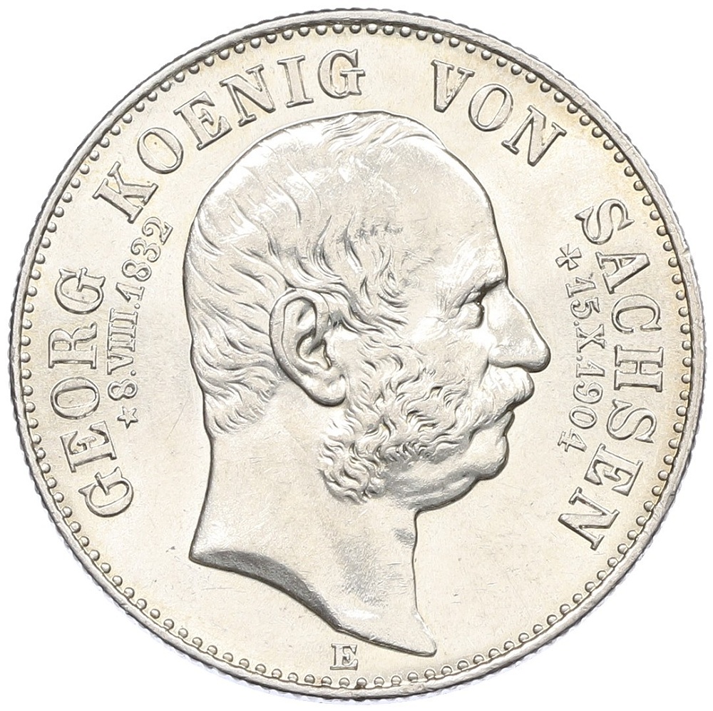 2 марки 1904 года Германия (Саксония) «Смерть Георга Саксонского» — Фото №1