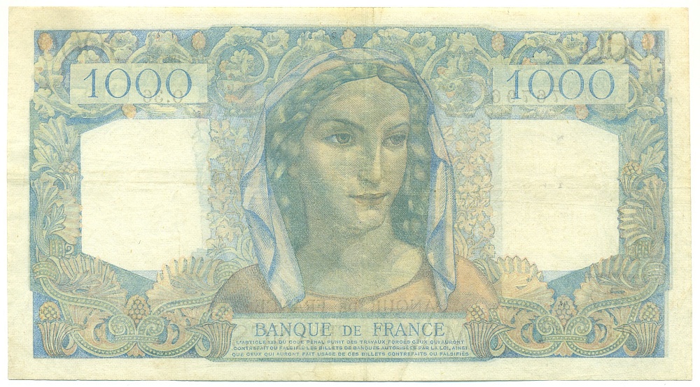 1000 франков 1945 года Франция — Фото №2
