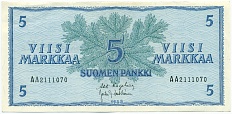 5 марок 1963 года Финляндия — Фото №1