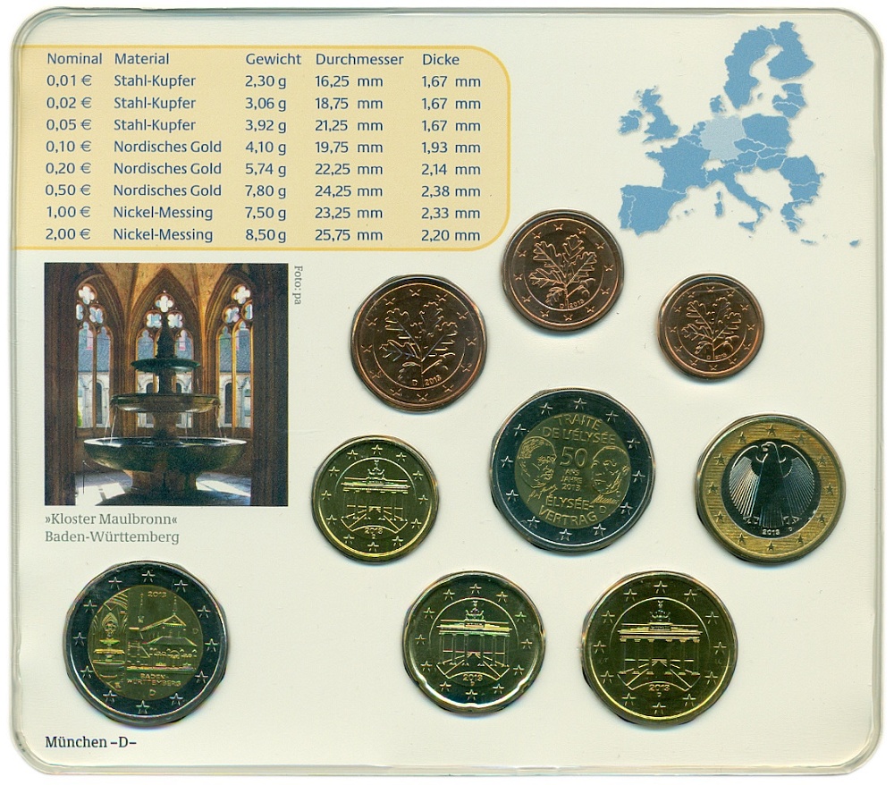 Набор из 9 евромонет 2013 года D Германия — Фото №2