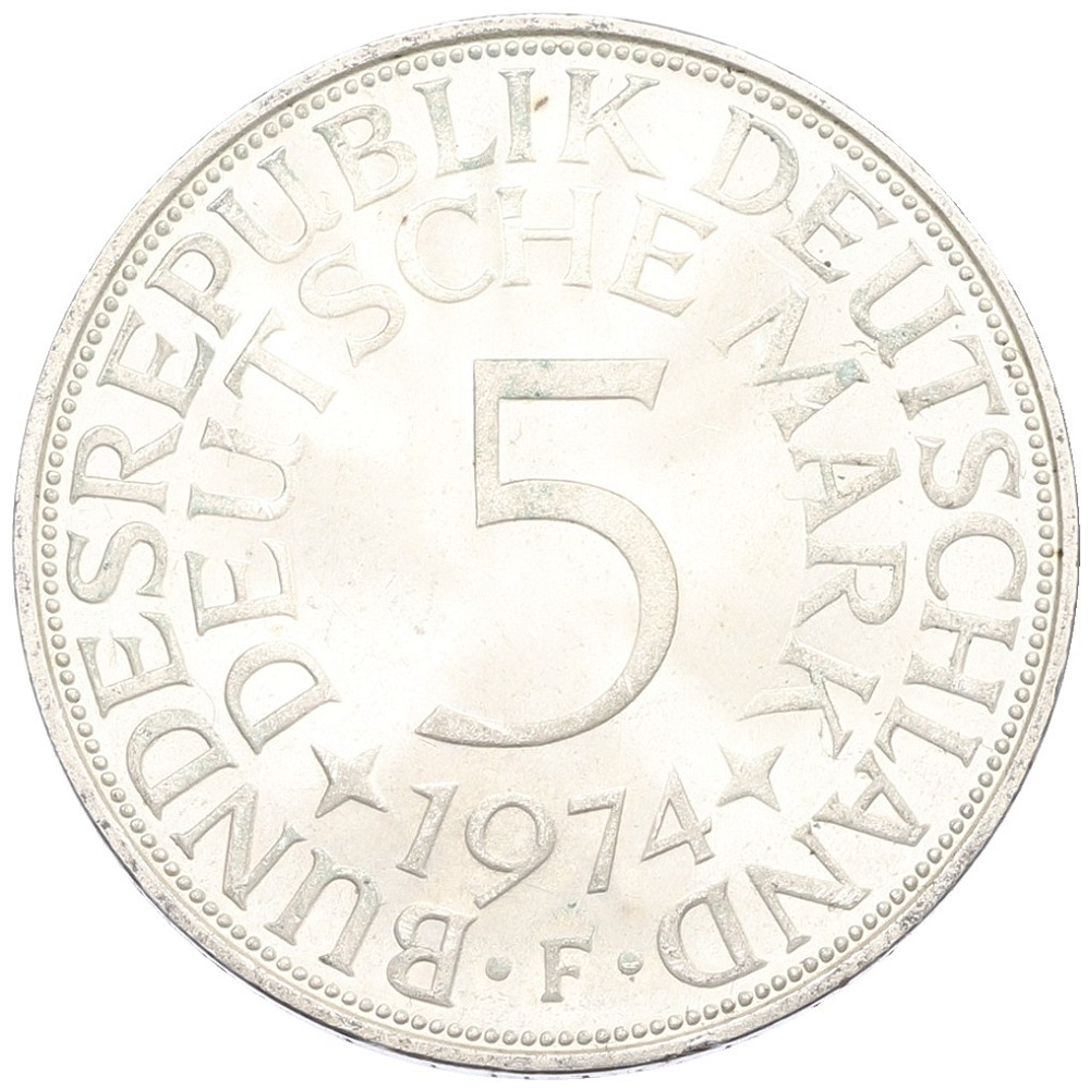 5 марок 1974 года F Западная Германия (ФРГ) — Фото №1