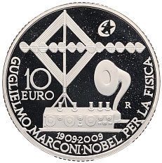 10 евро 2009 года Италия «100 лет присуждению нобелевской премии Гульельмо Маркони» — Фото №2