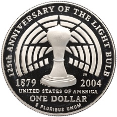 1 доллар 2004 года P США «125 лет лампочке — Томас Эдисон» — Фото №2