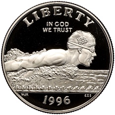 1/2 доллара (50 центов) 1996 года S США «XXVI летние Олимпийские Игры 1996 в Атланте — Плавание» — Фото №1