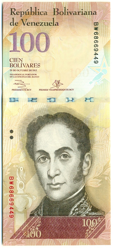 100 боливаров 2013 года Венесуэла — Фото №1