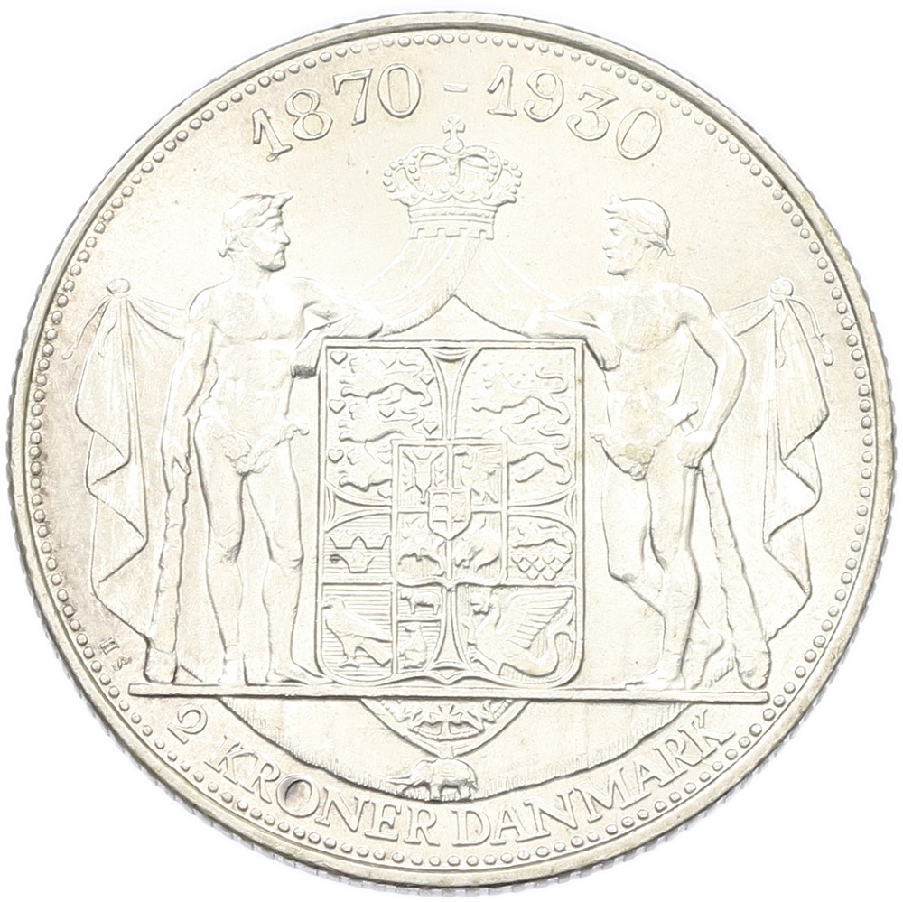 2 кроны 1930 года Дания «60 лет со дня рождения Короля Кристиана X» — Фото №1
