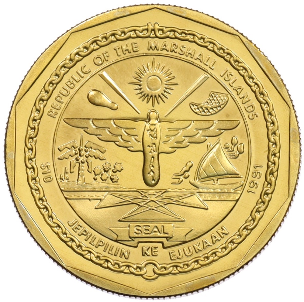 10 долларов 1991 года Маршалловы Острова «Самолеты Второй Мировой войны — Мицубиси А6М Зеро» — Фото №2