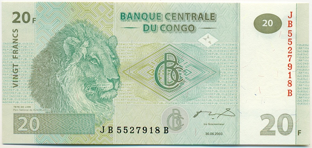 20 франков 2003 года Конго (ДРК) — Фото №1