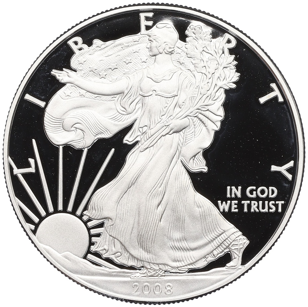 1 доллар 2008 года W США «Шагающая Свобода» (Proof) — Фото №1