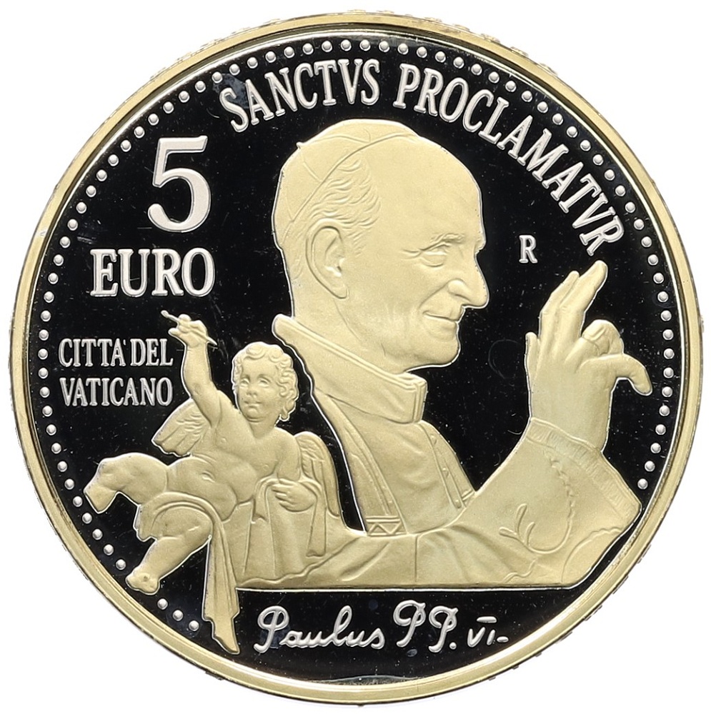 5 евро 2018 года Ватикан «Канонизация Папы Римского Павла VI» (Позолота) — Фото №1