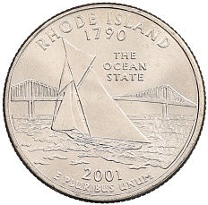 1/4 доллара (25 центов) 2001 года D США «Штаты и территории — Род-Айленд» — Фото №1