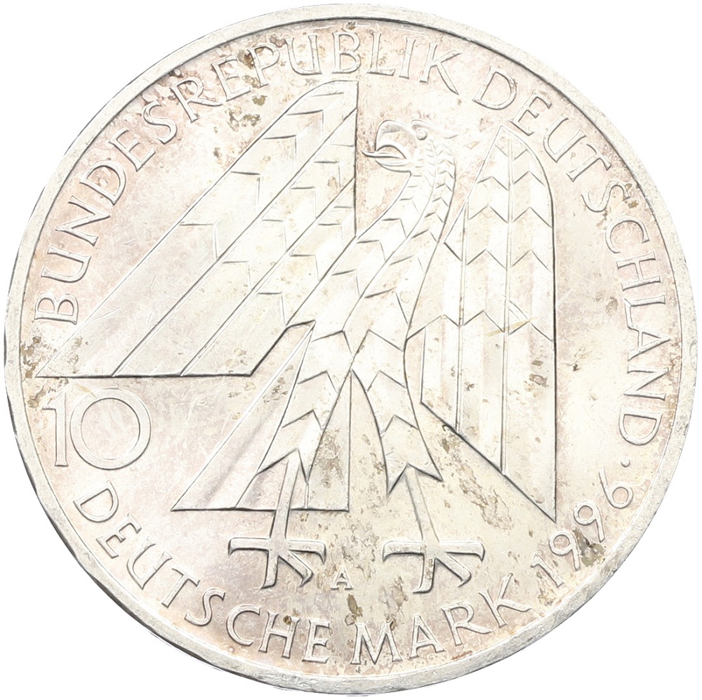 10 марок 1996 года A Германия «150 лет первой католической ассоциации ремесленников Колпинга» — Фото №2