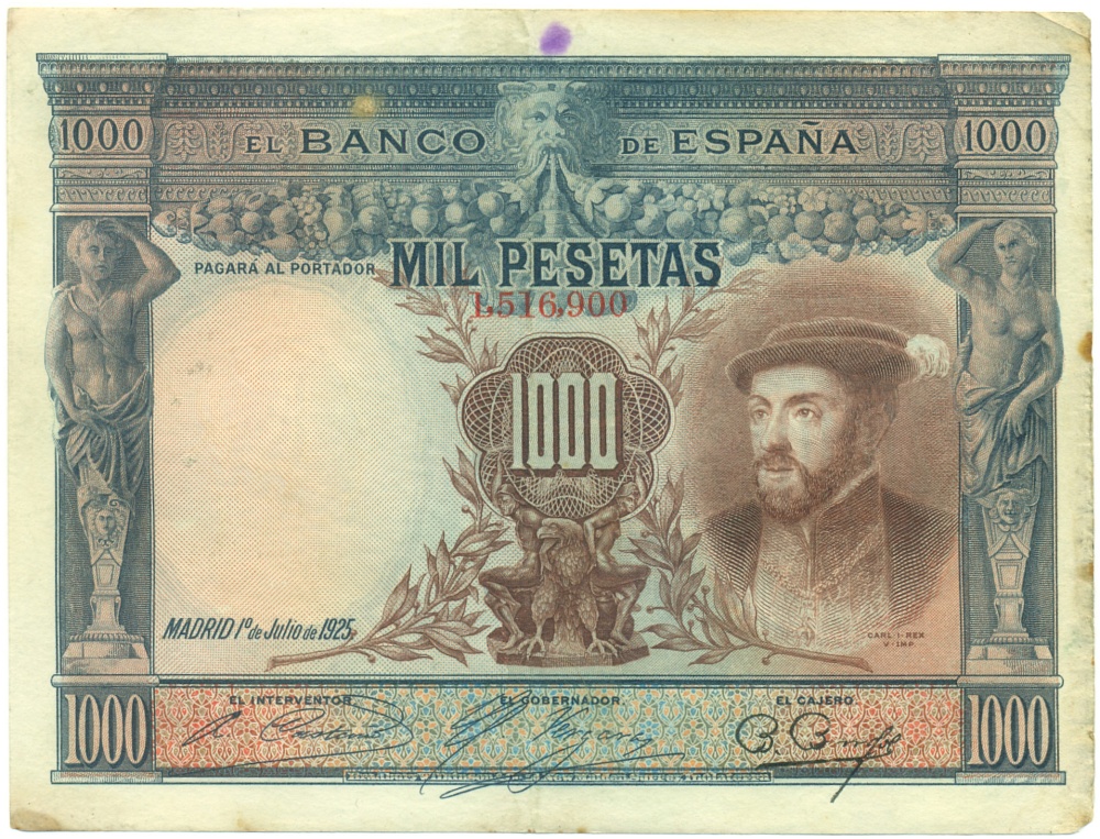 1000 песет 1925 года Испания — Фото №1