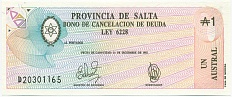 1 аустраль 1987 года Аргентина — Провинция Сальта — Фото №1