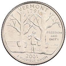 1/4 доллара (25 центов) 2001 года P США «Штаты и территории — Вермонт» — Фото №1