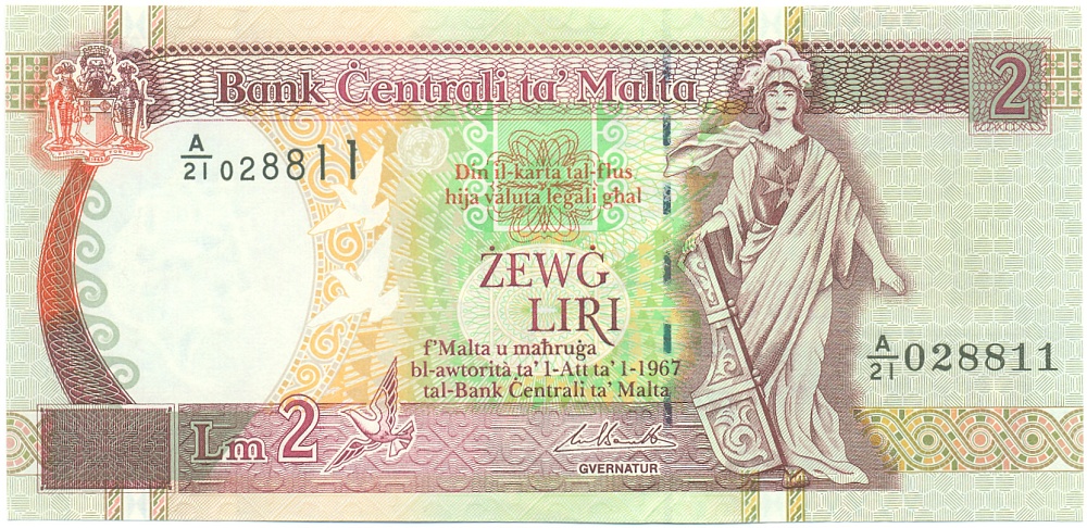 2 лиры 1989 года Мальта — Фото №1