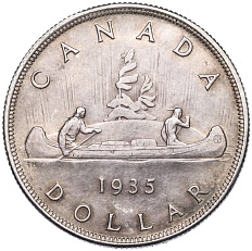 1 доллар 1935 года Канада «25 лет правлению Короля Георга V» — Фото №1