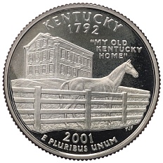 1/4 доллара (25 центов) 2001 года S США «Штаты и территории — Кентукки» — Фото №1