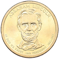 1 доллар 2010 года (P) США «16-й президент США Авраам Линкольн» — Фото №1