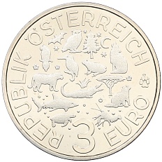 3 евро 2019 года Австрия «Животные со всего мира — Выдра» — Фото №2