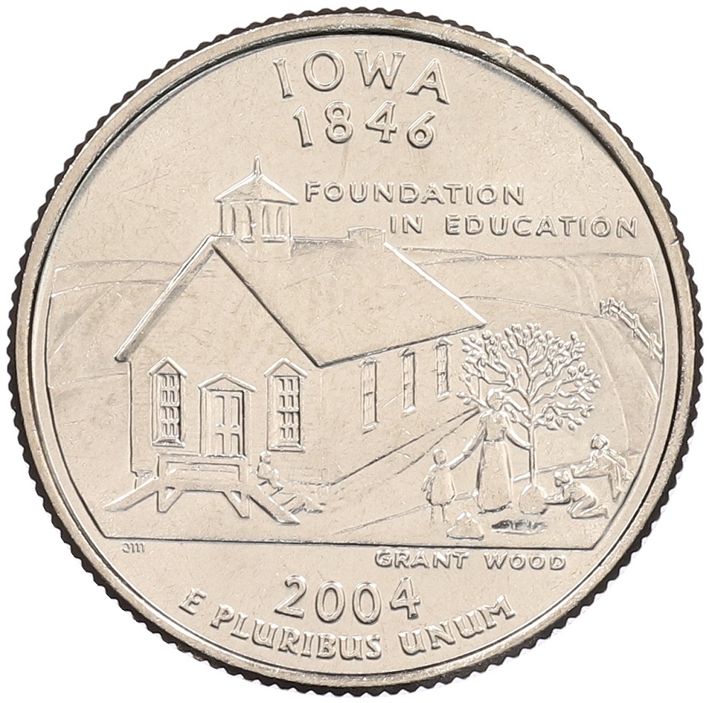 1/4 доллара (25 центов) 2004 года P США «Штаты и территории — Айова» — Фото №1