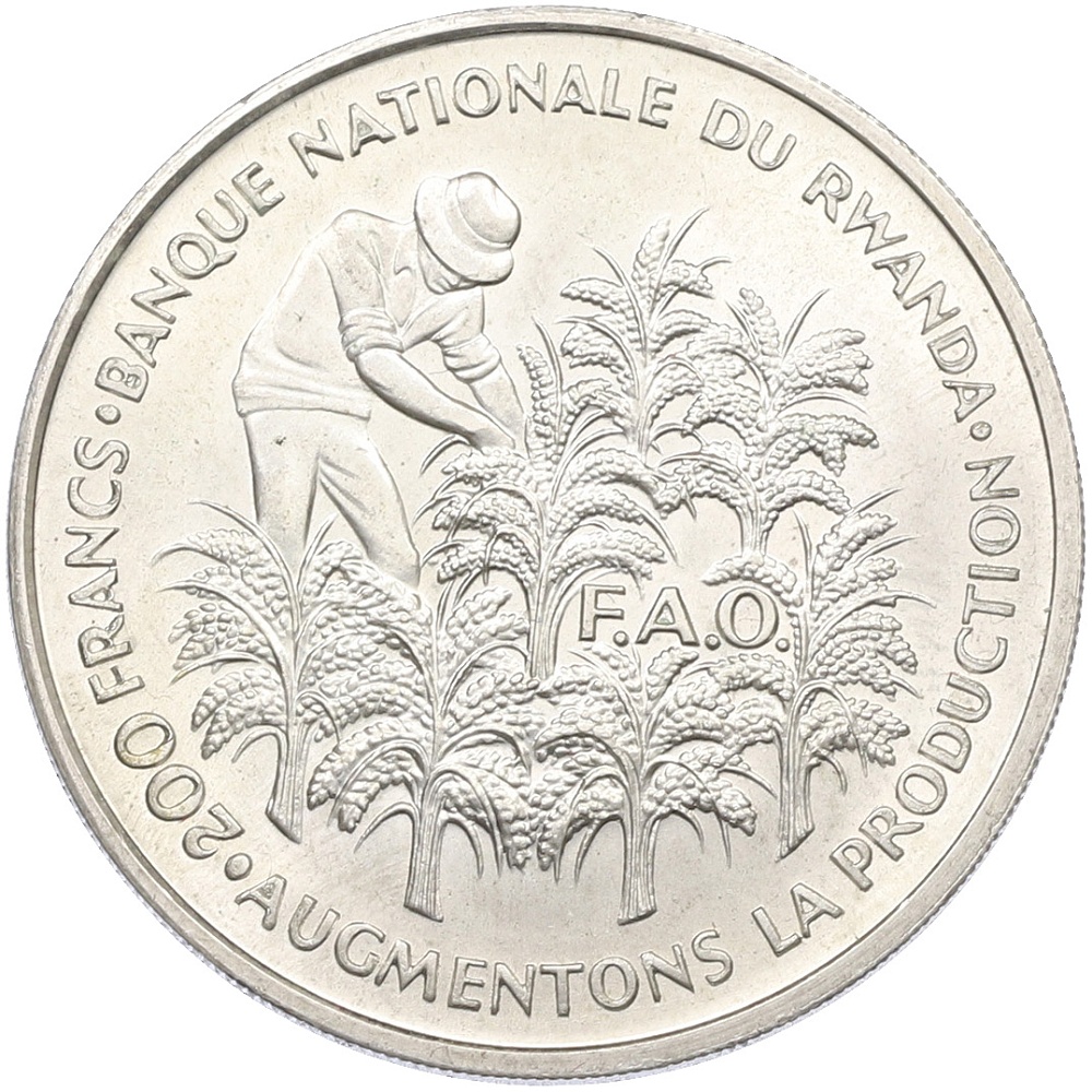 200 франков 1972 года Руанда «10 лет Независимости» — Фото №1