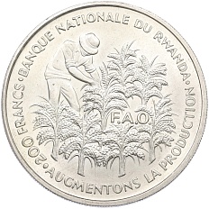 200 франков 1972 года Руанда «10 лет Независимости» — Фото №1