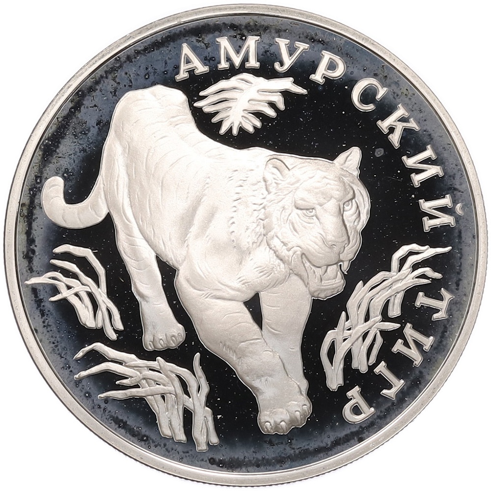 1 рубль 1993 года ЛМД «Красная книга — Амурский тигр» — Фото №1