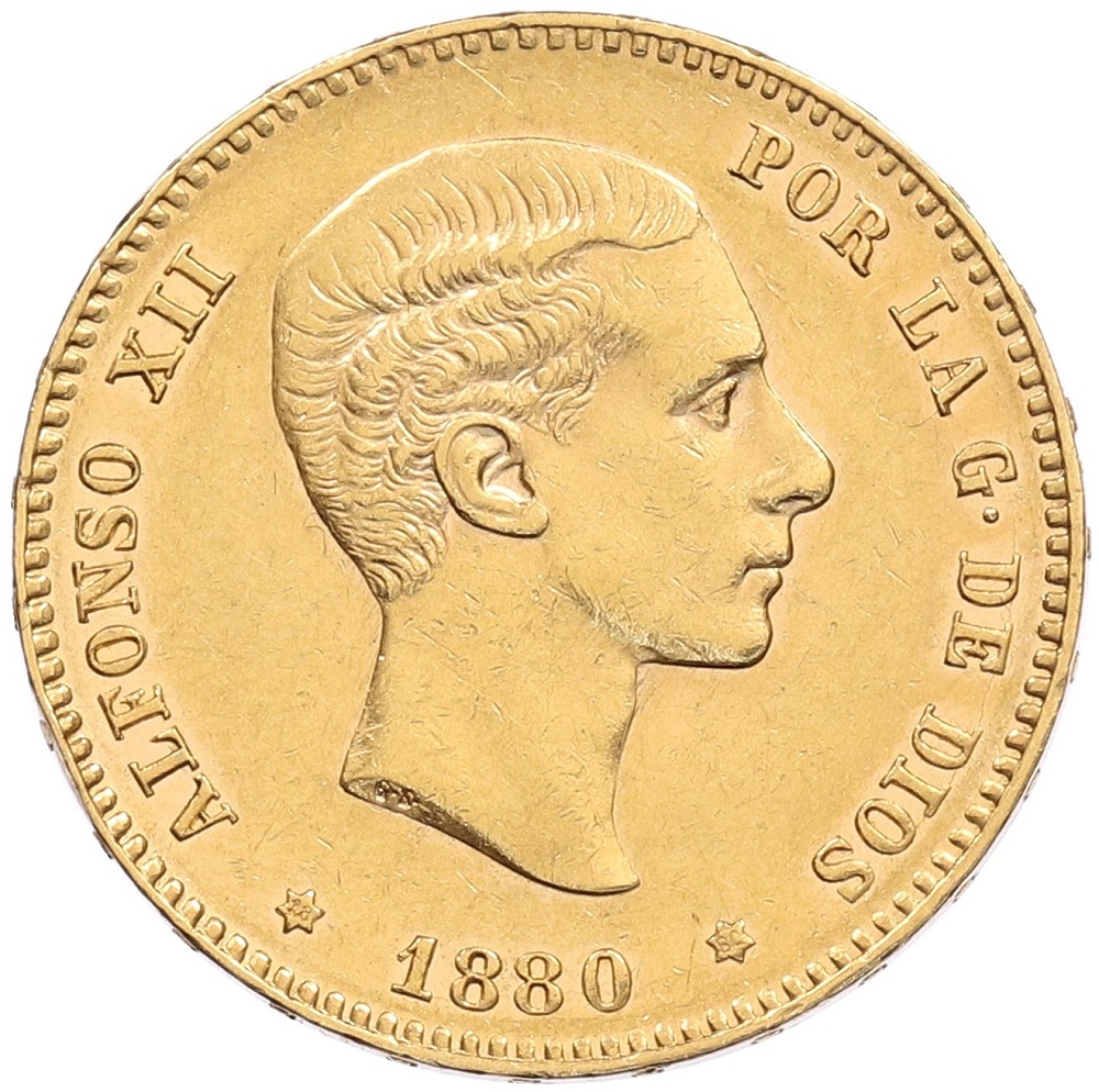 25 песет 1880 года Испания — Фото №1